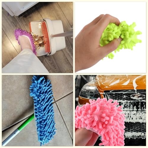Pantoufles serpillères microfibre taille unique colorées pour balai poussière