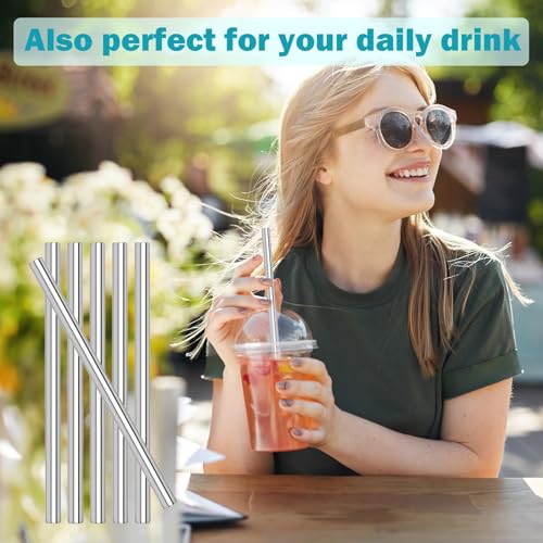 Image of LUCKINEE 6pcs Replacement Straws for HydroJug Traveler Bottle 40oz | 8.27 Inch Long Reusable Straws, Metal Drinking Straws for HydroJug Bottle, with 2Pcs Cleaning Brushes, BPA Free