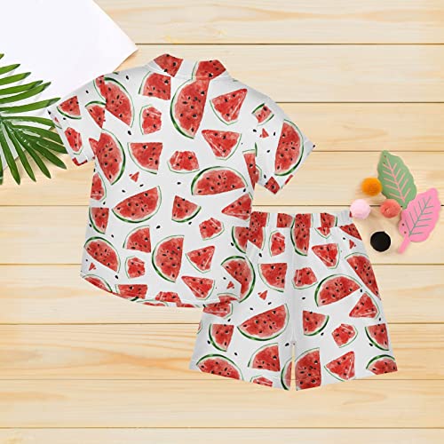 Image of CaTaKu Hawaiian Shirts for Boys 2 Pieces Button Down Shirt Short Sleeve and Short Set Kids Summer Outfits 3-10T