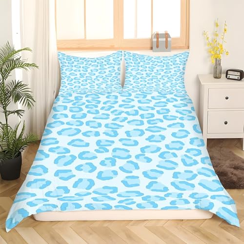 Housse de Couette 200x200 Bleu Léopard en Microfibre avec 2 Taies d'Oreiller - 3