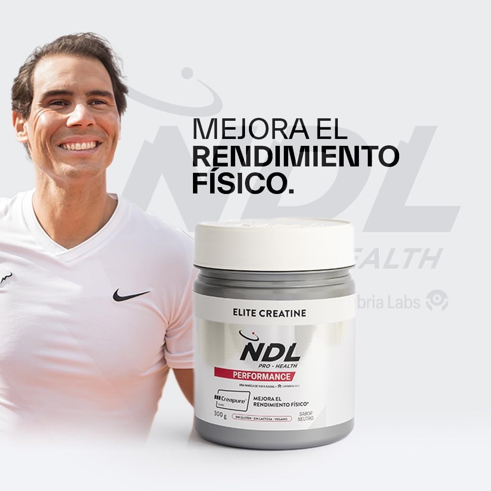 NDL Pro-Health Creatina CREAPURE monohidratada | Para Fuerza, Energía y Recuperación Muscular | Creatina pura en polvo sin aditivos | Sin sabor | 100 dosis | Una marca de Rafa Nadal & Cantabria Labs