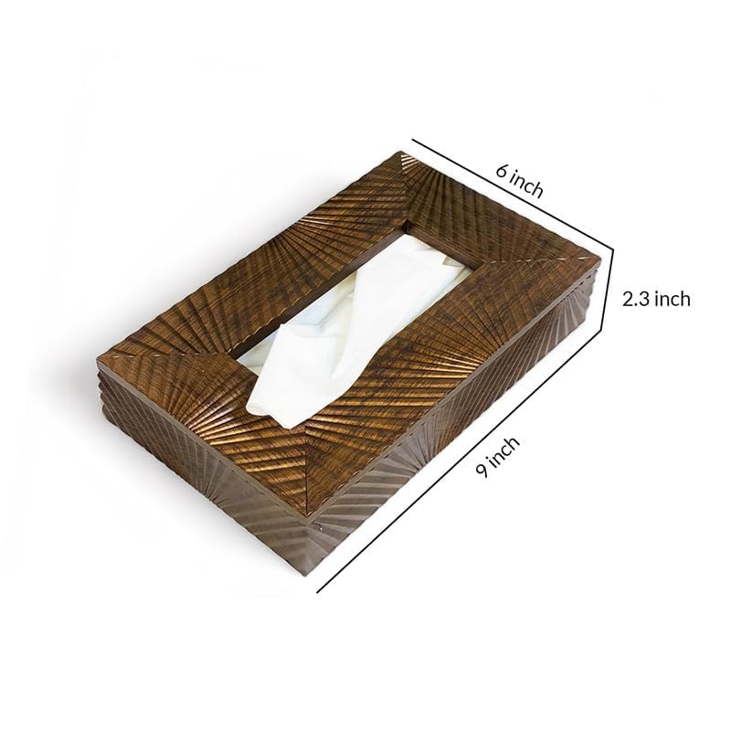 Image of Art Street Coffee Tissue Box Holder with Cover, Rectangle Facial Tissue Paper Box Holder Decorative Organizer, Napkin Dispenser Box for Bathroom, Home, Office & Restaurant (9x6x2.3 Inch)