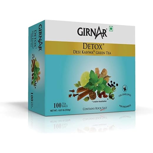 Girnar Detox Green Tea Desi Kahwa 100 Tea Bags