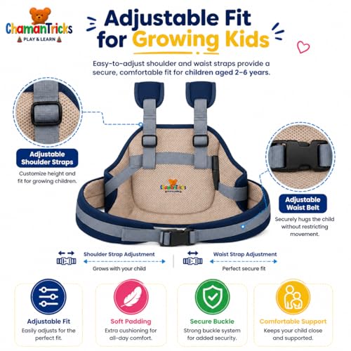 Image of Baby Safety Belt for 2 Wheeler | Adjustable Two Wheeler /Motorcycle Safety Harness Strap Belt for Children for 2 to 6 Year (Navy Blue)