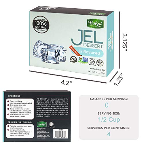 Bakol Jel Dessert - All Natural Vegan Dessert Mix - Kosher - Halal - No Artificial Sweeteners Flavors Or Colors – Set Of All 6 Flavors - (Orange, Strawberry, Raspberry, Lemon, Cherry, Unflavored) #TOP4