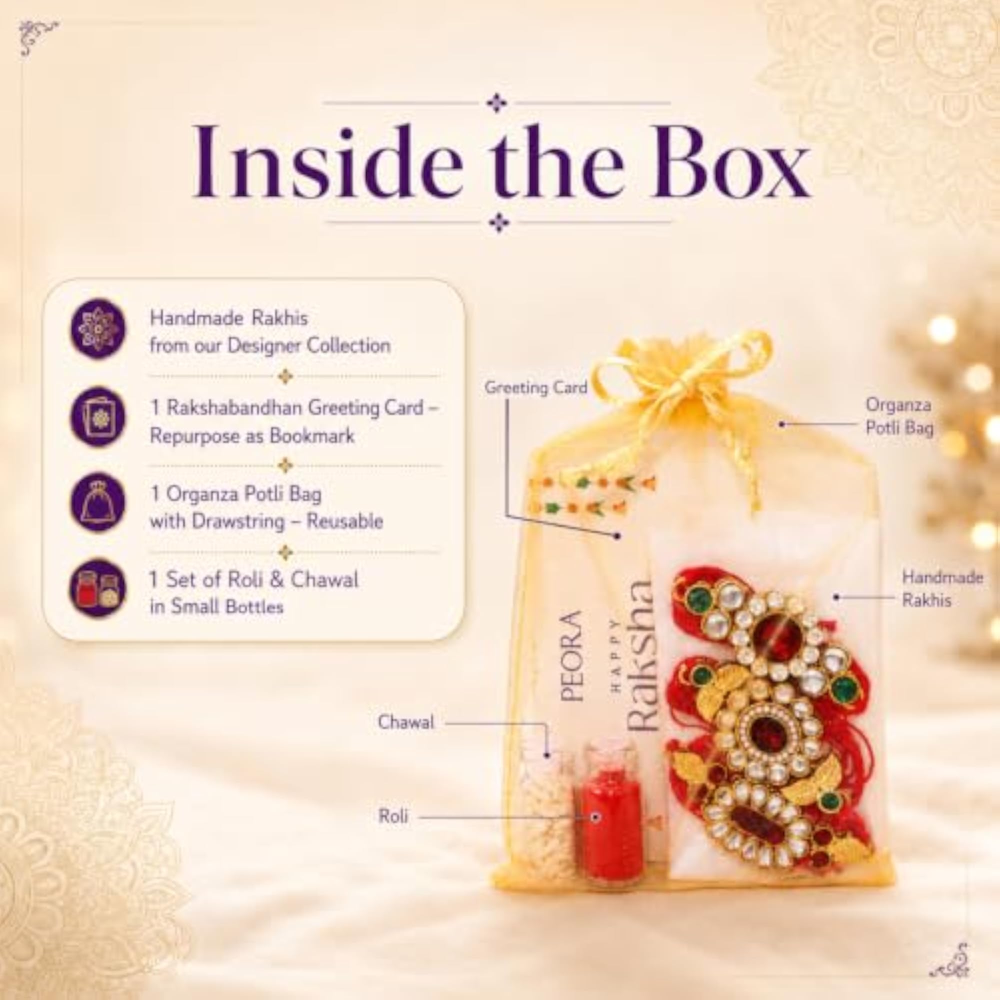 CZ Pearl & Crystals Studded Thread Rakhi Combo Set of 3