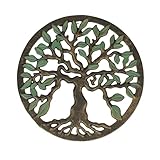 Cast Iron Tree of Life Trivet – Antique Gold Finish, 7.75' Diameter, Heat-Resistant Kitchen Accessory, Doubles as Wall Hanging, Durable and Elegant Design