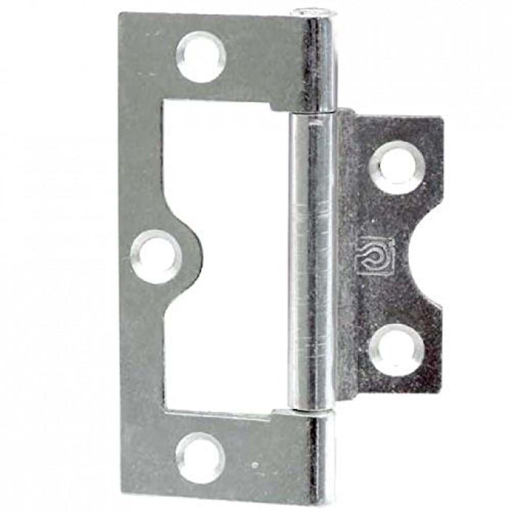 Merriway Bright Zinc Plated Bh03827 (2 Pcs) Flush Door Cupboard Hinge, 63 Mm (2.1/2 Inch) - Pack Of 2 Pieces