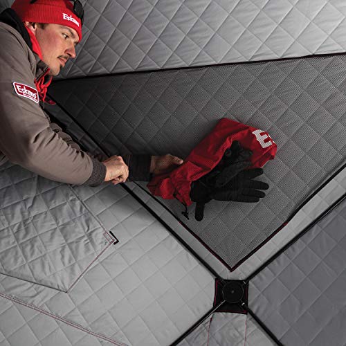 Eskimo FF949iG FatFish Pop-up Portable Hub-Style Ice Shelter, Wide Bottom Design 61 sq ft. Fishable Area, 3-4 Person Insulated Gray Interior, Red, 99" x 99" - Thumbnail 2