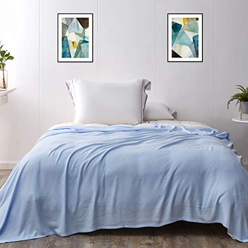 Kpblis Cooling Bamboo Blankets For Hot Sleepers, Lightweight Summer Big Cool Blankets Twin Size, Thin Bamboo Extra Cool Throw Blankets For Hot Flashes (59X79 Inches, Blue) #TOP9