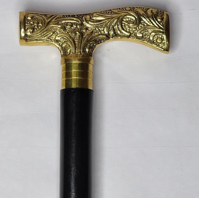 Bastone da passeggio in legno Deigner pieghevole personalizzato da 91,4 cm con manico in ottone originale completamente inciso, regalo per battesimo, marrone, VT006
