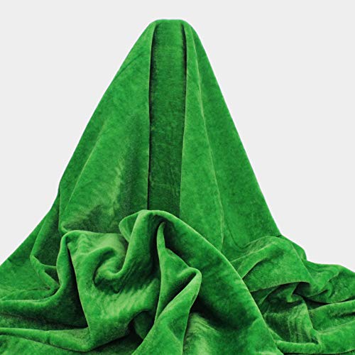 TERCIOPELO LISO TELA 100% POLIÉSTER ANCHO 150cm (VERDE, 1 METRO)