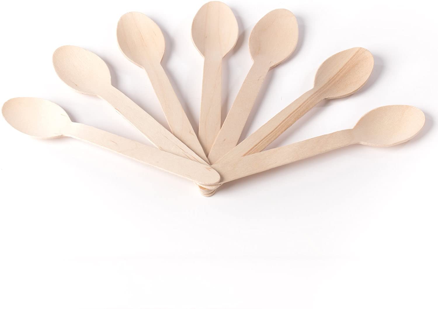 Rosy.Moment Wood Cutlery Dessert Spoons Natural Alternative to Plastic, Disposable Spoon Set [16cm - Pack of 50 Pcs]