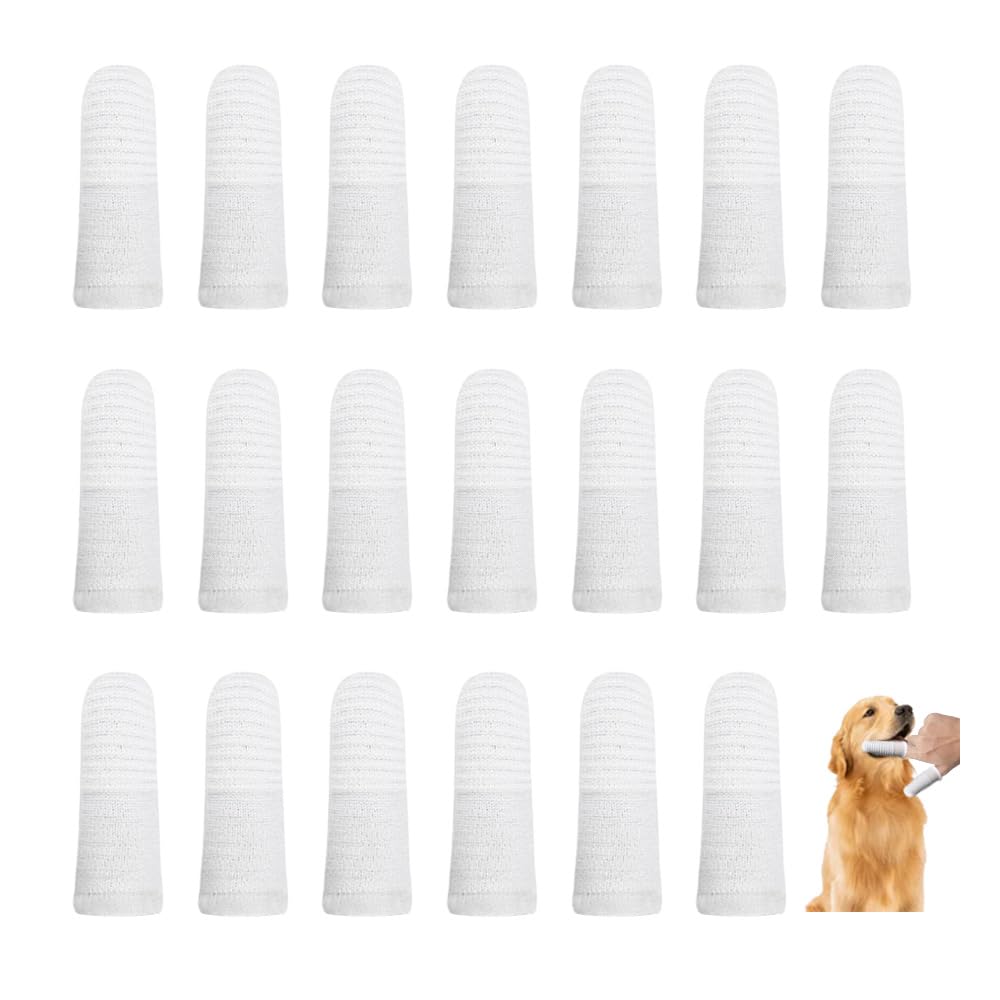 GIDWRIY 20 Piezas Cepillo Dientes Perro Dedo,Cepillo de Dientes Gato de Tela,Dog Toothbrush Pet,Limpieza Diente Perro,Limpia Diente Mascotas,Accesorios Limpiar Dental Perros,Higiene Dental Perros