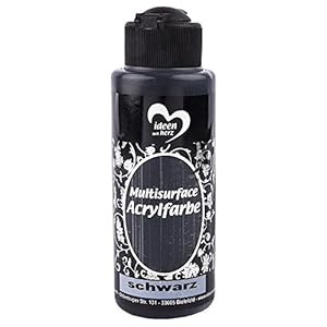 Acrylverf “Multisurface” – Multifunctionele verf voor het schilderen van hout, glas, polyester, keramiek, porselein, terracotta, piepschuim, stof, leer – universele verf op waterbasis – 120 ml (zwart)