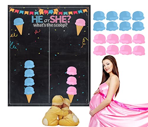 ULBGHLB Baby Gender Reveal Party Supplies,Gender Reveal Board Baby Gender Reveal Poster Decorations,Gender Reveal Voting Poster Board with Stickers Gender Reveal Party Games Kit.