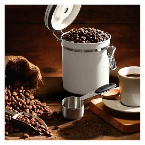 Recipiente hermético para café con válvula de vacío y cuchara de acero inoxidable 6