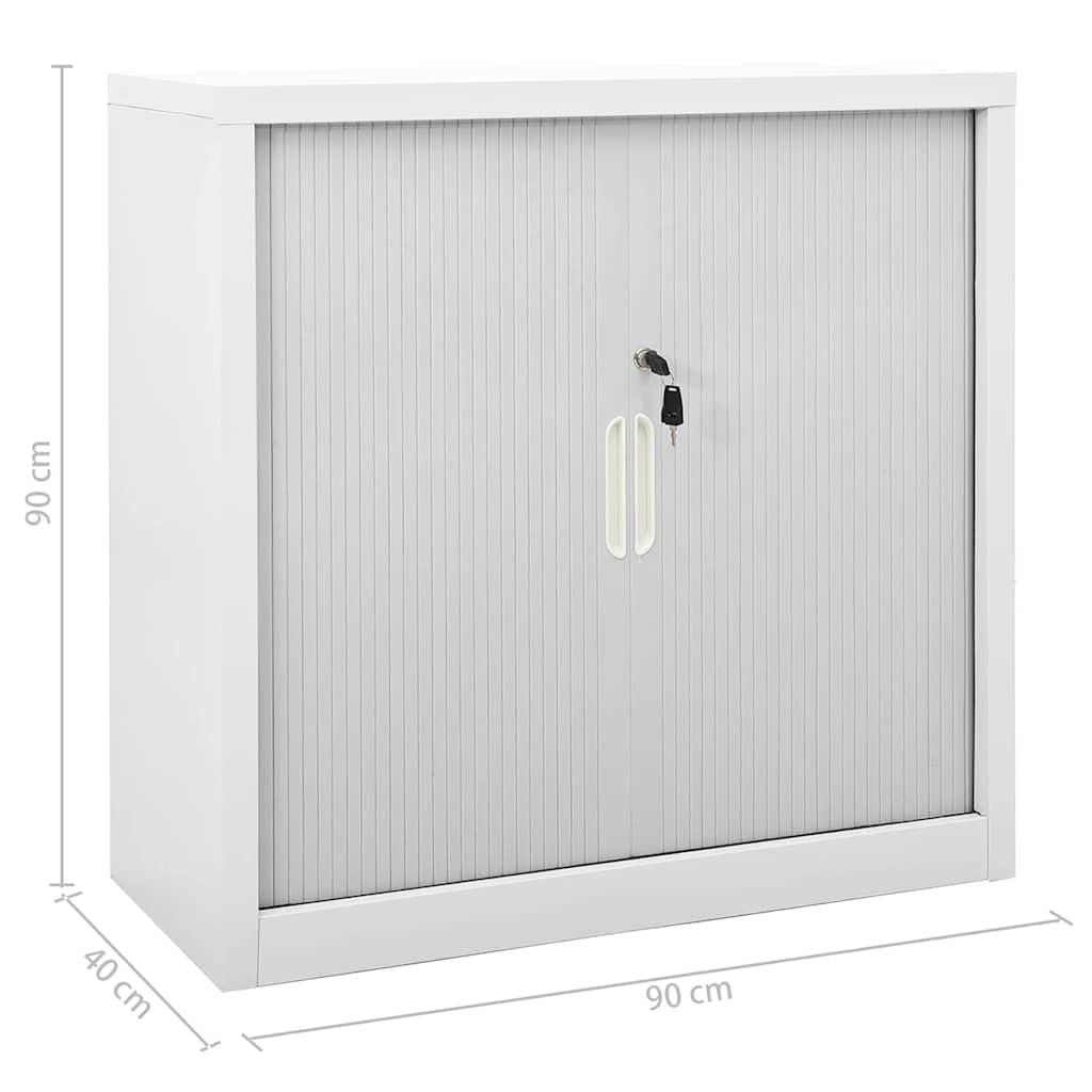 Szafka z drzwiami przesuwnymi ze stali 90 x 40 x 90 cm, zamykana metalowa szafka na dokumenty, szafka do przechowywania z 2 półkami o regulowanej wysokości, do biura i salonu, kolor szary