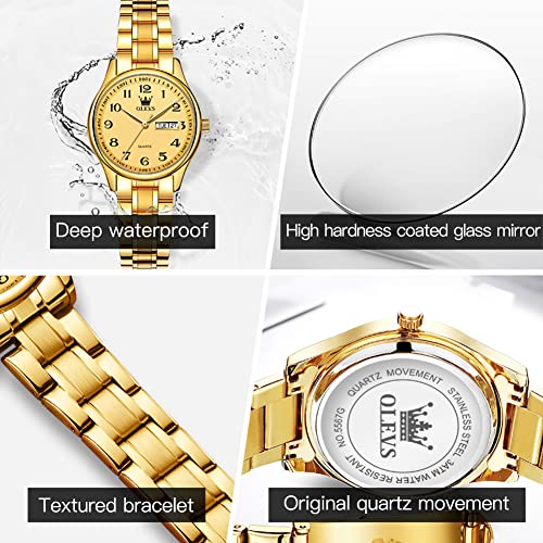 Image of OLEVS Women Watches Business Dress Female Ladies for Small Wrist Watch Gold Stainless Steel Band Analog Simple Day Date Waterproof Lady Watches