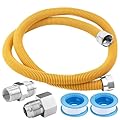 ???????????????????????????????? puxyblue 48" Flexible Gas Line Kit for Dryer,Water Heater,Gas Tank,Gas Stove,Flexible Stainless Steel Yellow Gas Line Come with 1/2" OD 1/2" MIP x 1/2" FIP Additional Raw Belt