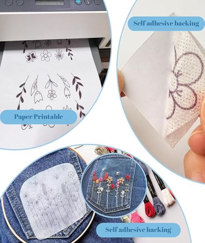 Image of Manthan 3 Pcs Embroidery Stickers for Stitching, Water Soluble Paper for Embroidery, Design Stickers Paper for Machine Embroidery, Hand Made for Delicate Fabrics