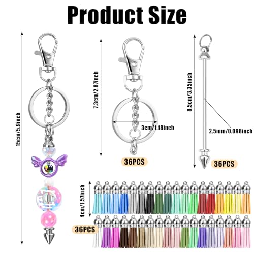 Kit de llaveros para regalar a mujeres creativas con borlas alegres y cuentas 3