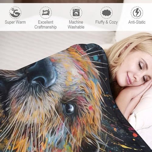 Manta de nutria manta de sofá de franela manta de forro polar suave para cama de 130 x 150 cm 6