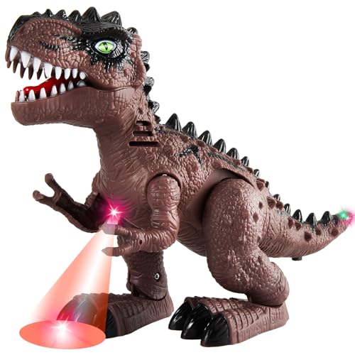 TOEY PLAY T-Rex Dinosaur Toys Walking Roaring Dinosaur Figure with Sounds and Lights Projection Gifts for Children Boys Girls 3 4 5 6 Year Olds