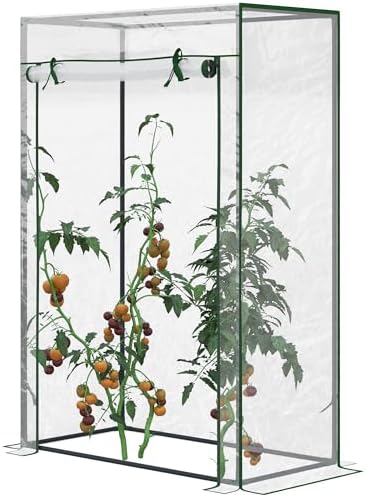 Outsunny Serre de jardin, serre de balcon, bâche renforcée PVC, c...