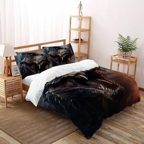 Housse de couette dragon noir imprimé 3D relief parure de lit microfibre douce 200x200 - 2