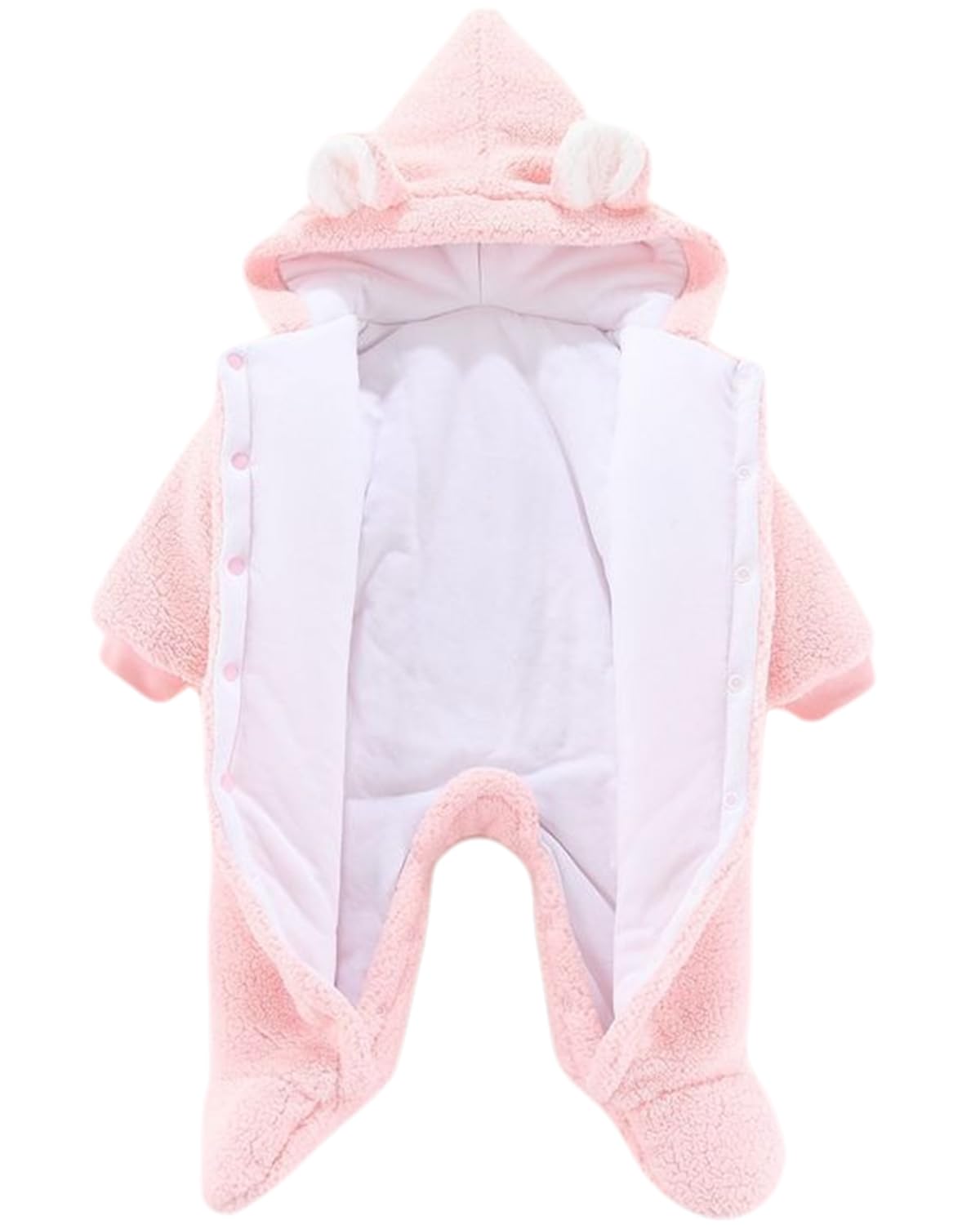 JiAmy Combinaison de neige d'hiver en polaire pour nouveau-né - Grenouillère à capuche avec pieds - Motif dessin animé - Pour bébé fille et garçon de 0 à 18 mois