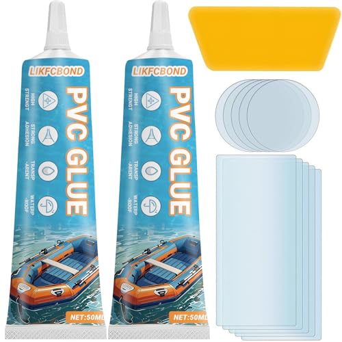 LIKFCBOND Kit Réparation Piscine, Haute Résistance Kits Entretien Spa, Étanche et Transparent, Colle PVC Bouées, Spas Gonflables, Bateaux Gonflables, Revêtements De...