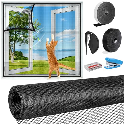 Fenster Fliegengitter Katzensicher Fliegengitter für Fenster Ohne Bohren Zuschneidbar Insektenschutz Fenster Einfache Installation Fensterschutz Katze für Alle Fenster Dachfenster(100X130CM)