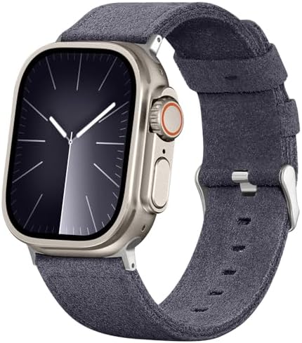 Bandsie Leather Band Compatible with Apple Watch Ultra 3/Ultra 2/Ultra Band 49mm 46mm 45mm 44mm 42mm for Men, Vintage Genuine Suede Leather Wristband Strap for iWatch Series 11 10 9 8 7 6 5 4 SE 3 2 1