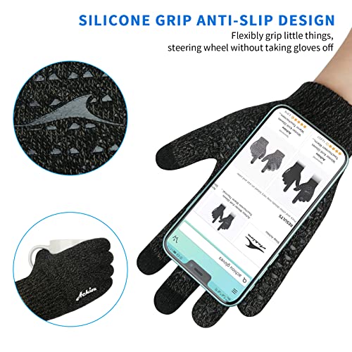 Image of Achiou Winter Gloves, Glove for Men Women, Upgraded Touch Screen Texting Warm Running with Thermal Soft Knit Lining