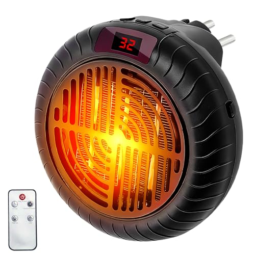 Mini Heizlüfter Steckdose, 900W Steckdosen Heizlüfter mit Fernbedienung...