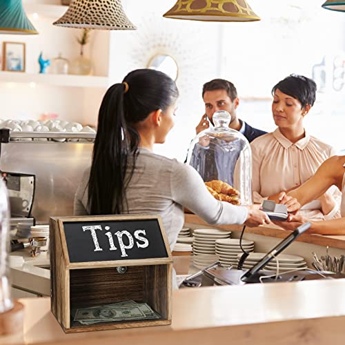 Qunclay Solid Wood Locking Suggestion Box With Chalkboard And Lock, Tip Jar Donation Box Ballot Box Wood Lockable Suggestion Box For Suggestion, Donation, Ballot, Tip, Comment (Retro Color) #TOP4