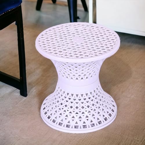 Image of Kuber Industries Seating Stool | Plastic Mesh Damroo Stool | Both Sided Stool for Guestroom | Damroo Style Stool | Stool for Graden | Stool for Balcony | Pack of 2 | Multi
