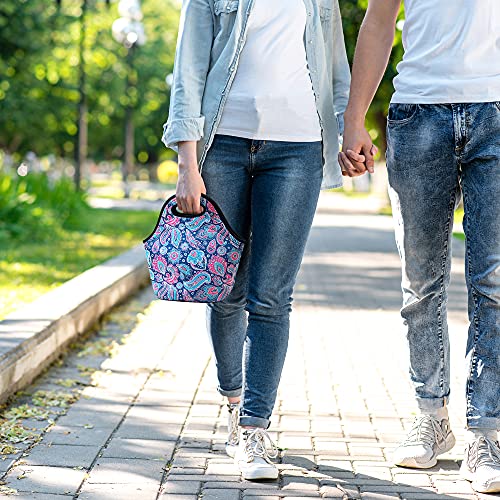 Youbdm Neoprene Lunch Bags Thermal Insulated Lunch Tote Bag Reusable Washable Neoprene Picnic Bag For Women Men (Cashew Flowers) #TOP6