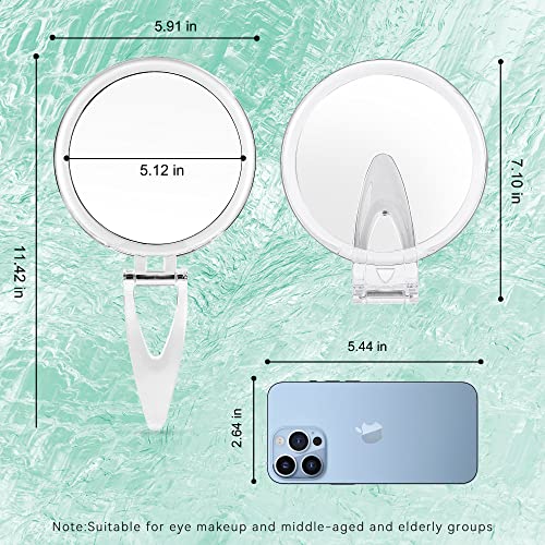 Miyadiva Handheld Mirror 20X Magnifying Mirror With Folding Handle, Portable Hand Mirror With Magnification For Makeup/Travel, Double Sided, Round, 6" #TOP2