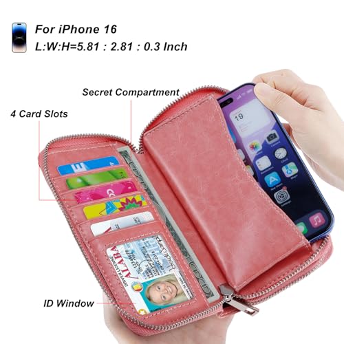 Image of Cellphone Wallet for Women Dual Zipper Long Purse with Removable Wristlet