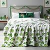 Horaldaily St. Patrick's Day Flannel Blanket Throw, Green Shamrock Soft Fuzzy Plush Cozy Fleece Blankets for Couch Sofa Bed Lounging, Ideal Gifts for Kids Adults Self, 50x60 #2