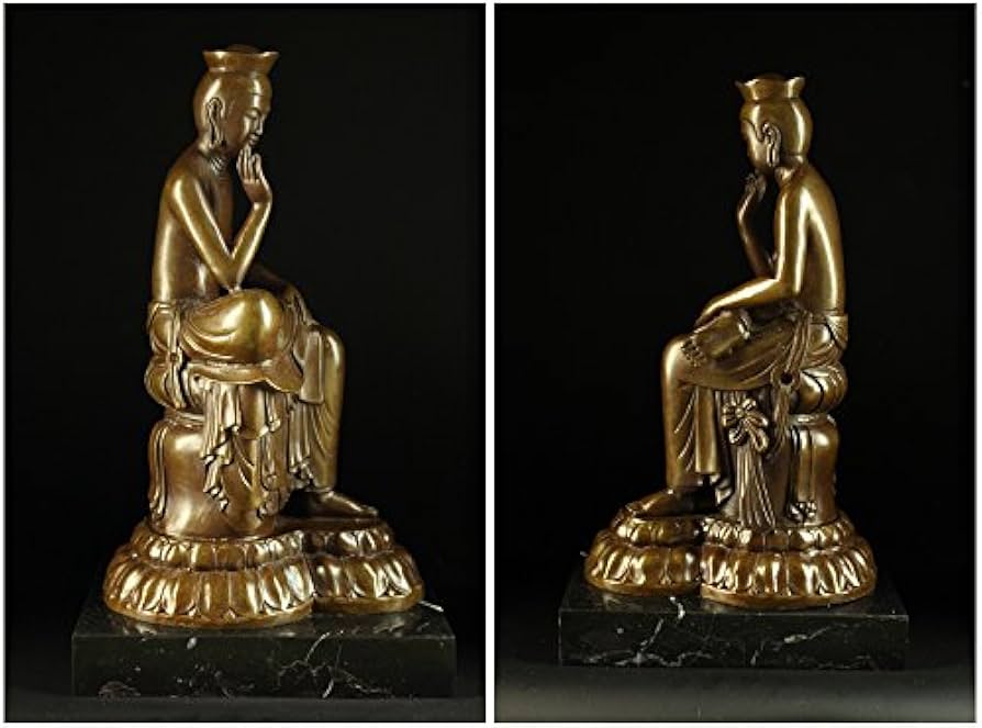 宝冠弥勒仏 石仏 装飾品 仏教美術 工芸品 美術品 置物 Amazon.co.jp: ブロンズ仏教美術弥勒菩薩半跏思惟像◇広隆寺の