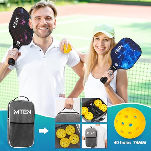 Image of MTEN Pickleball Paddles Set of 2 /4 /1, USAPA Approved Fiberglass Rackets