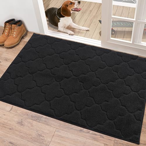 COSY HOMEER Door Mat 80 x 120cm, Absorbent Doormats Non-Slip Indoor, Dirt Trapper Mat Door Mats Low Profile Floor Mat Machine Washable for Entrance, Inside, Kitchen, Front Back Door, Black