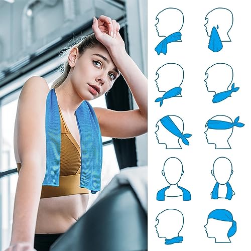 HTRR - Juego de 6 toallas de deporte refrescantes de microfibra, poliéster, para fitness, deporte, viajes, yoga (30 x 80 cm), color rojo, púrpura, naranja, gris, verde, azul - Imagen 6