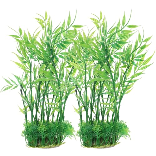 Ipetboom Aquarium Decor 2-Pack 9.75 Inch Realistic Plastic Water Plants for Fish Tank Landscaping Decorative Aquarium Accessories