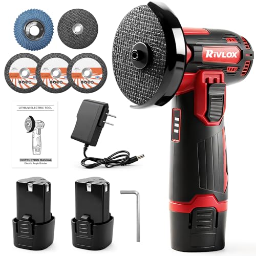 Rivlox Cordless Angle Grinder Kit, 3-inch Mini Angle Grinder Tool...