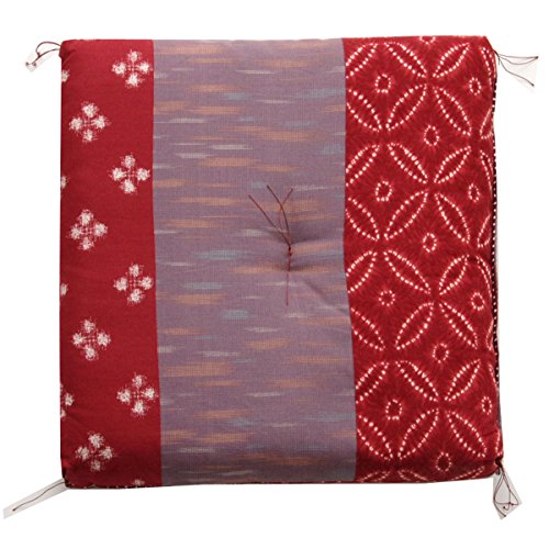 イケヒコ 座布団 小座布団 綿100% 国産 和柄 モダン 小座布団 エンジ 側サイズ 約40×40cm 製品サイズ 約37×37cm 2枚組 #3104390