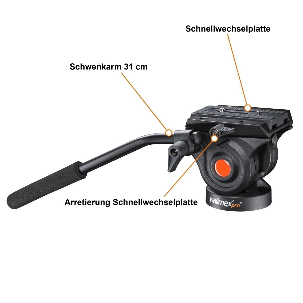 Walimex Pro Monopiede fotografico Director Carbon, regolabile in altezza fino a 191 cm, con testa video a 2 direzioni con ammortizzazione fluida